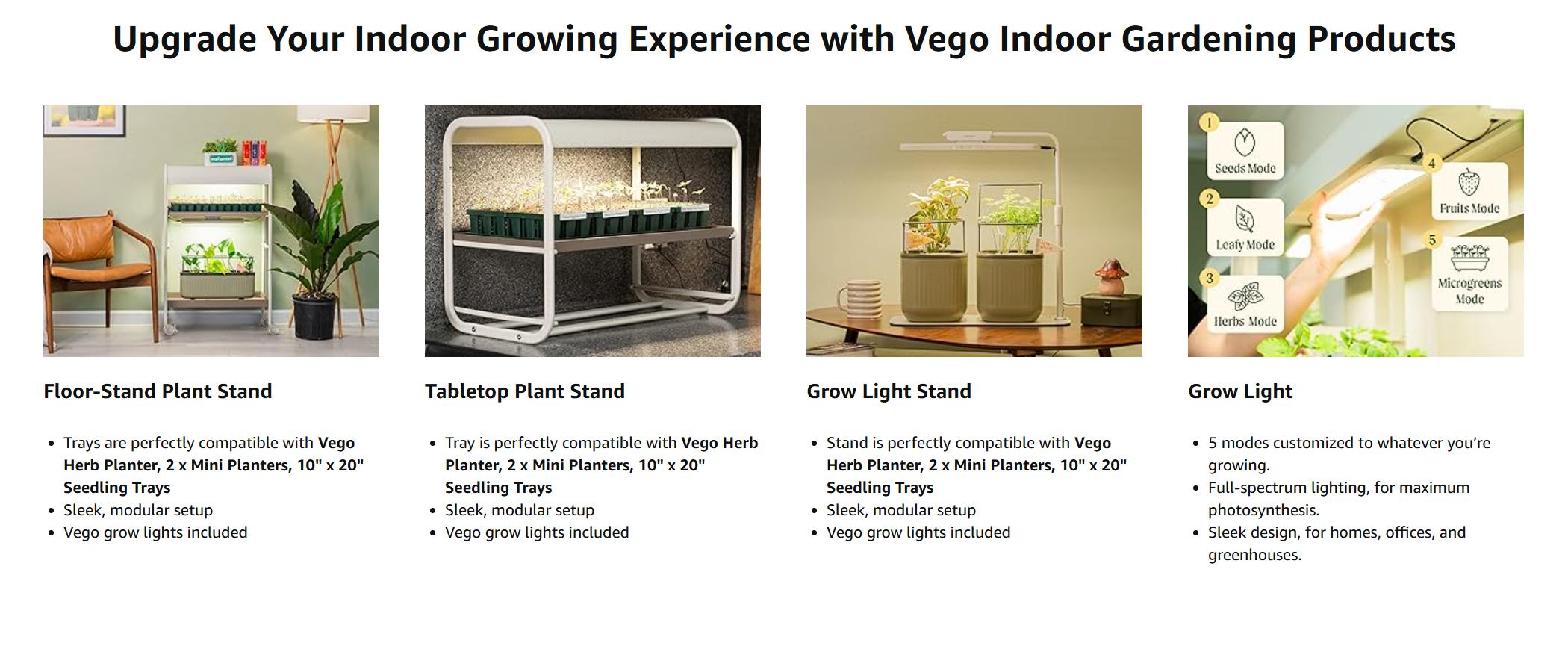 Vego Garden Herb Indoor Plant Box Self Watering Planters Pots with Trellis for Kitchen Window Sill or Countertop Plants Cage Modern & Breathable Design Vego Garden Herb Indoor Plant Box Self Watering Planters Pots with Trellis for Kitchen Window Sill or Countertop Plants Cage Modern & Breathable Design