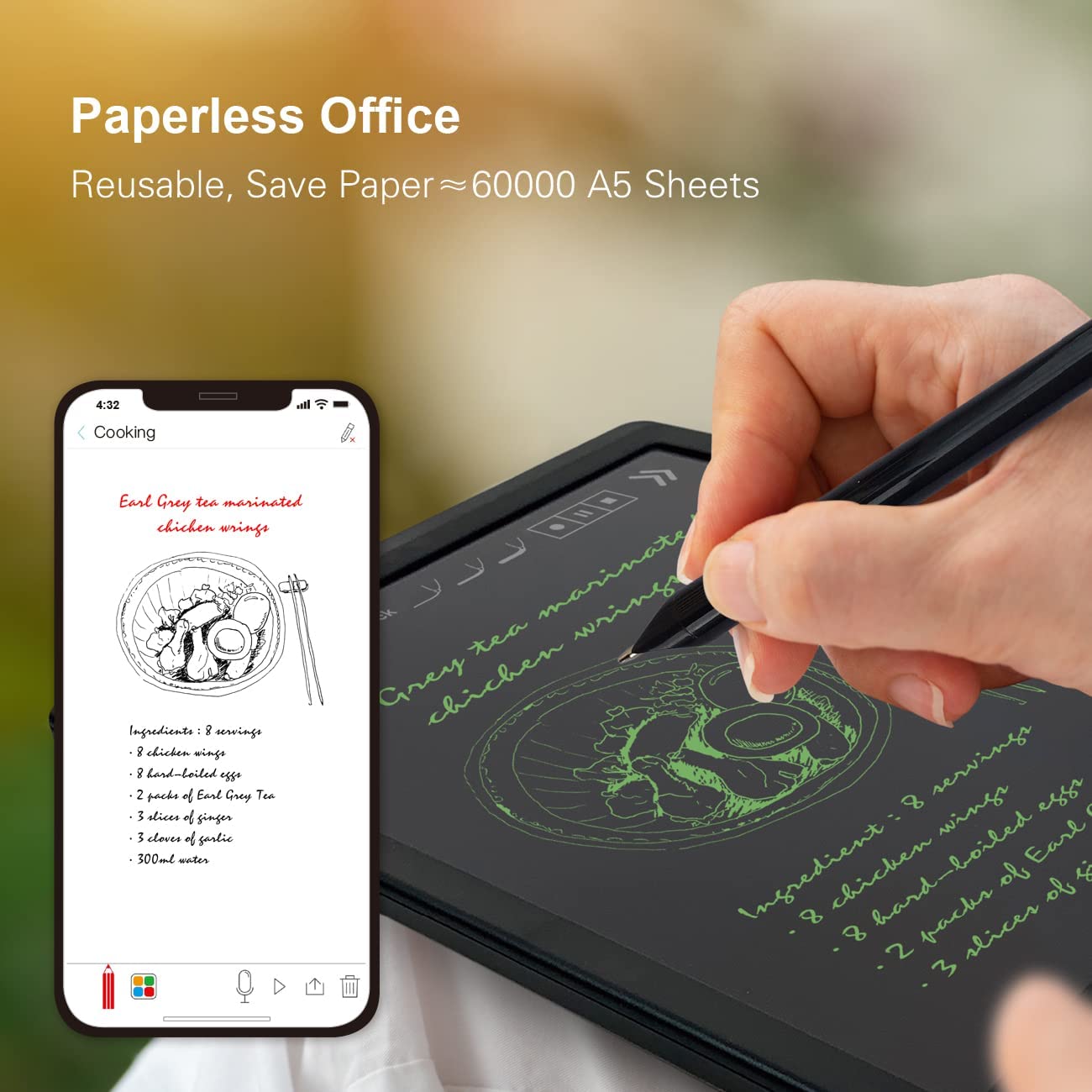 Ophaya Smart Writing Pad 10", Dot-Code Printed Compatible with Ophaya Smart Pen for Notes Taking, Synchronized, Storing & Sharing（This item only Tablet, Smart Pen not Included)