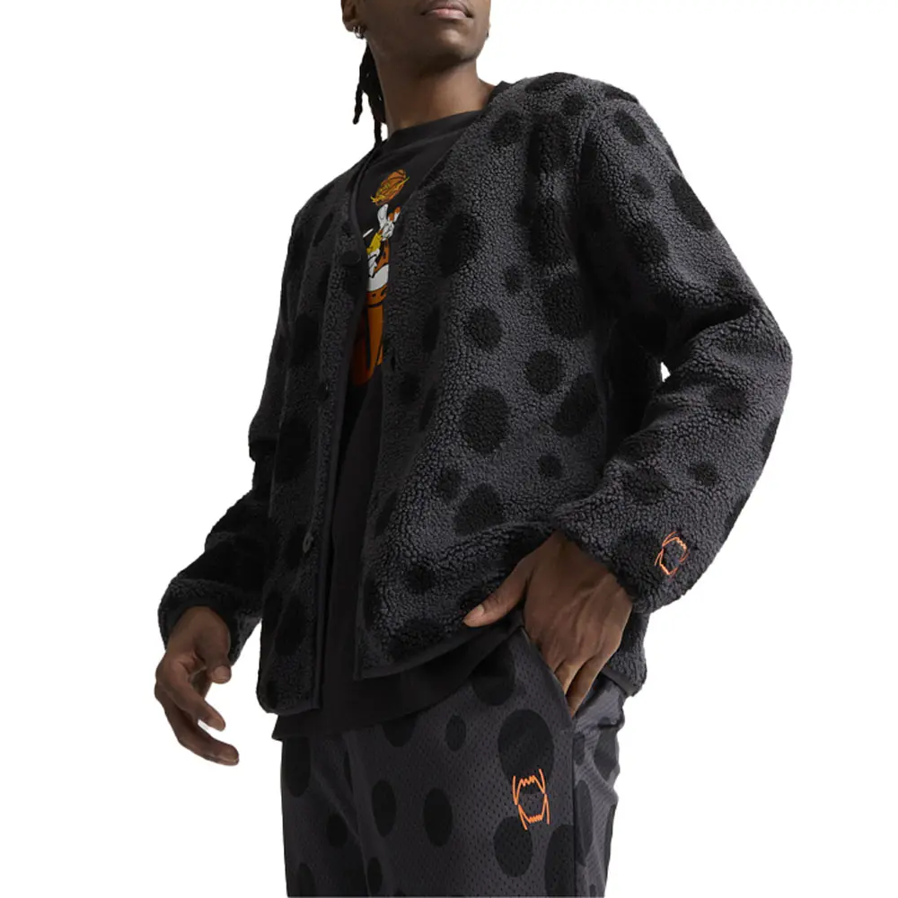 PUMA Mens Hoops X Sherpa V-Neck Long Sleeve Sweater Casual - Black, Grey