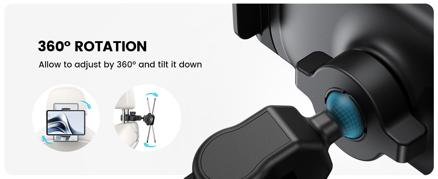 Lamicall Car Headrest Phone and Tablet Holder with 360° Rotating Extension Arm, Fits 4.7–13‑inch iPad and iPhone, Universal Travel Must-Have for Kids, Universal Smartphone Holder, Car Phone Mount, Car Cellphone Moun