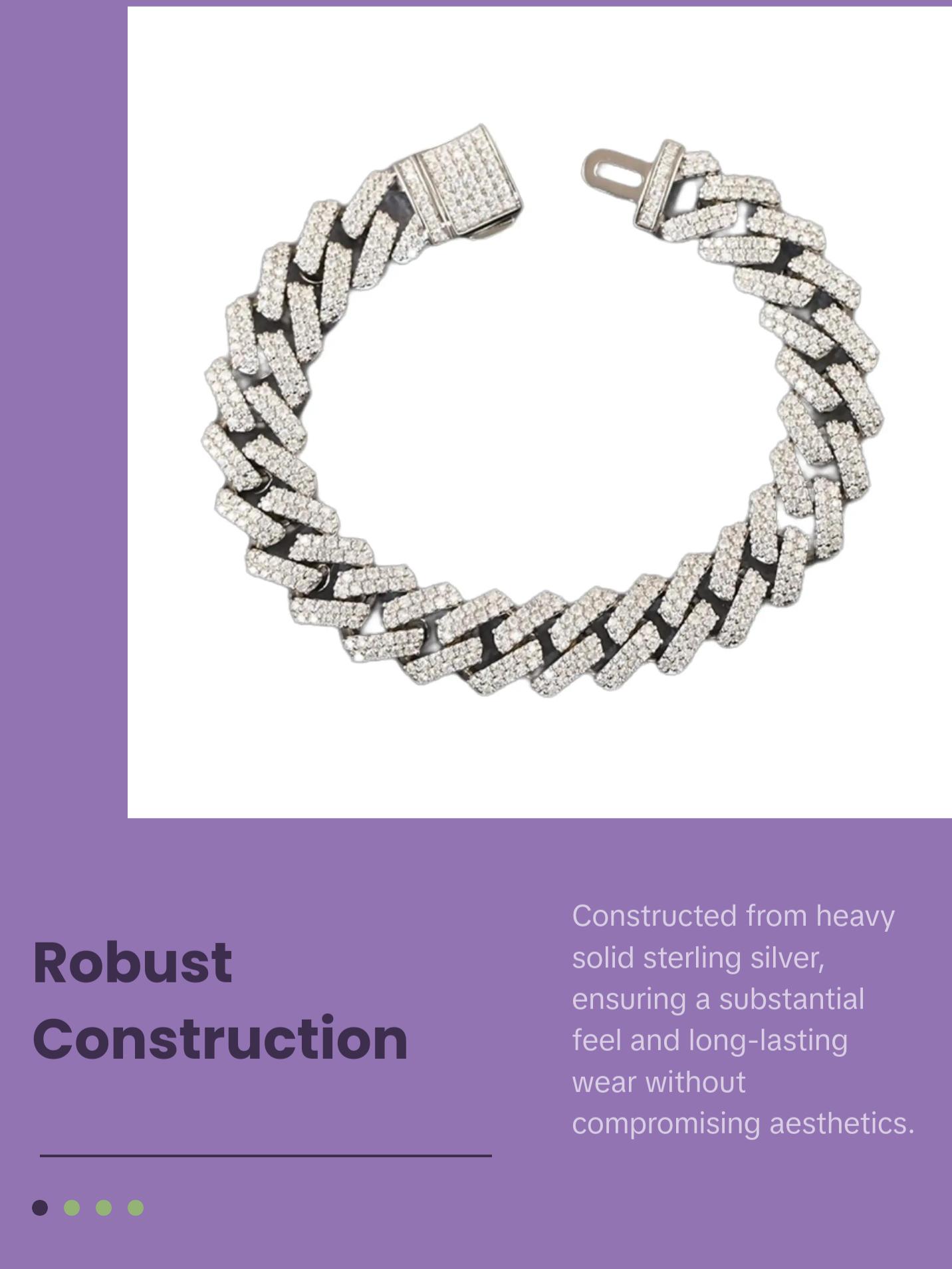 12mm Sterling Silver VVS Cuban Bracelet