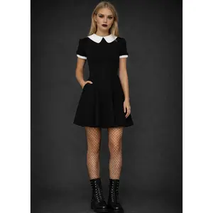 On Wednesday We Wear Black Collar Goth Dress