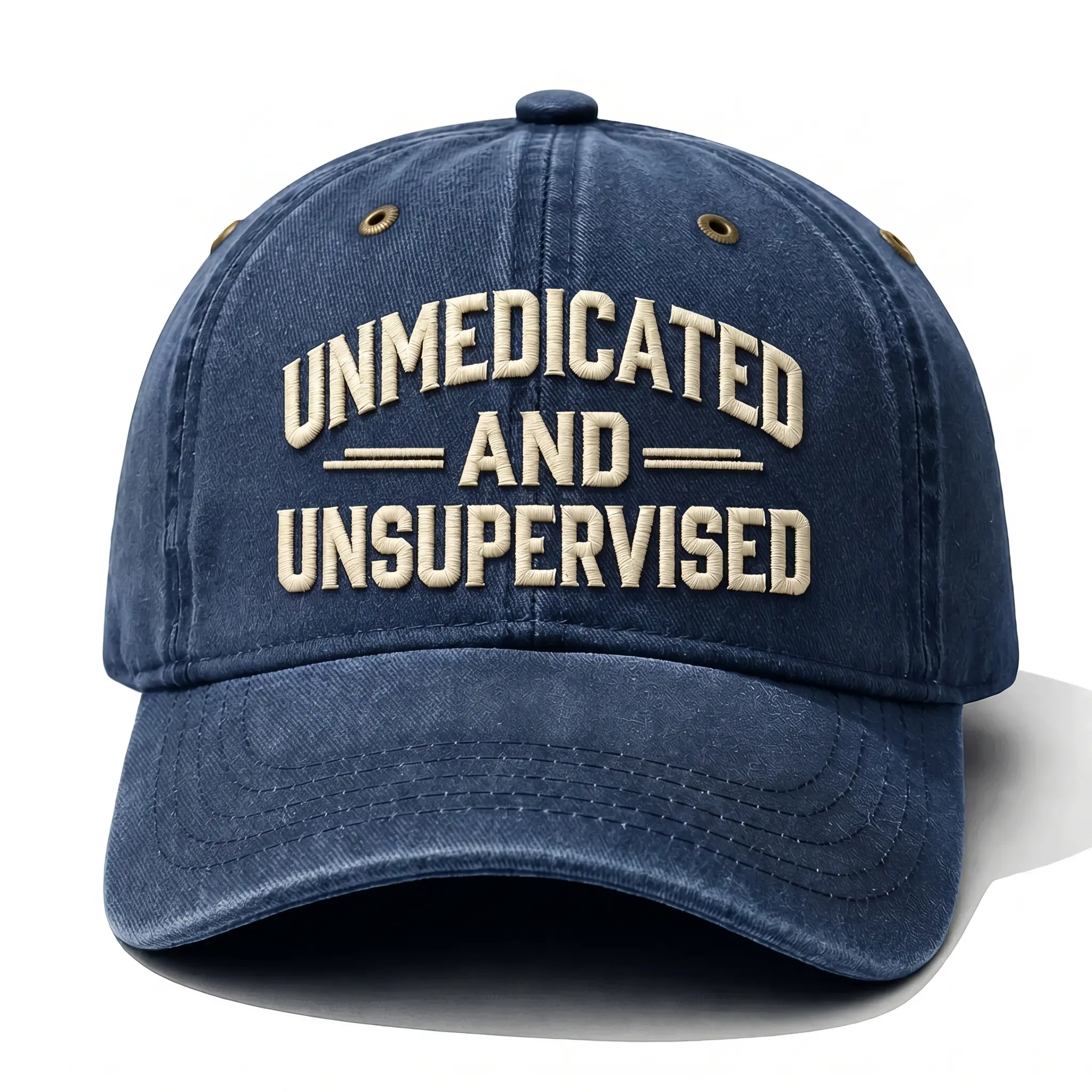 [Kingzlia] Unmedicated And Unsupervised Adjustable Cap for Men, Perfect Gift For Dad Low Profile Dad Hat Pigment Dyed