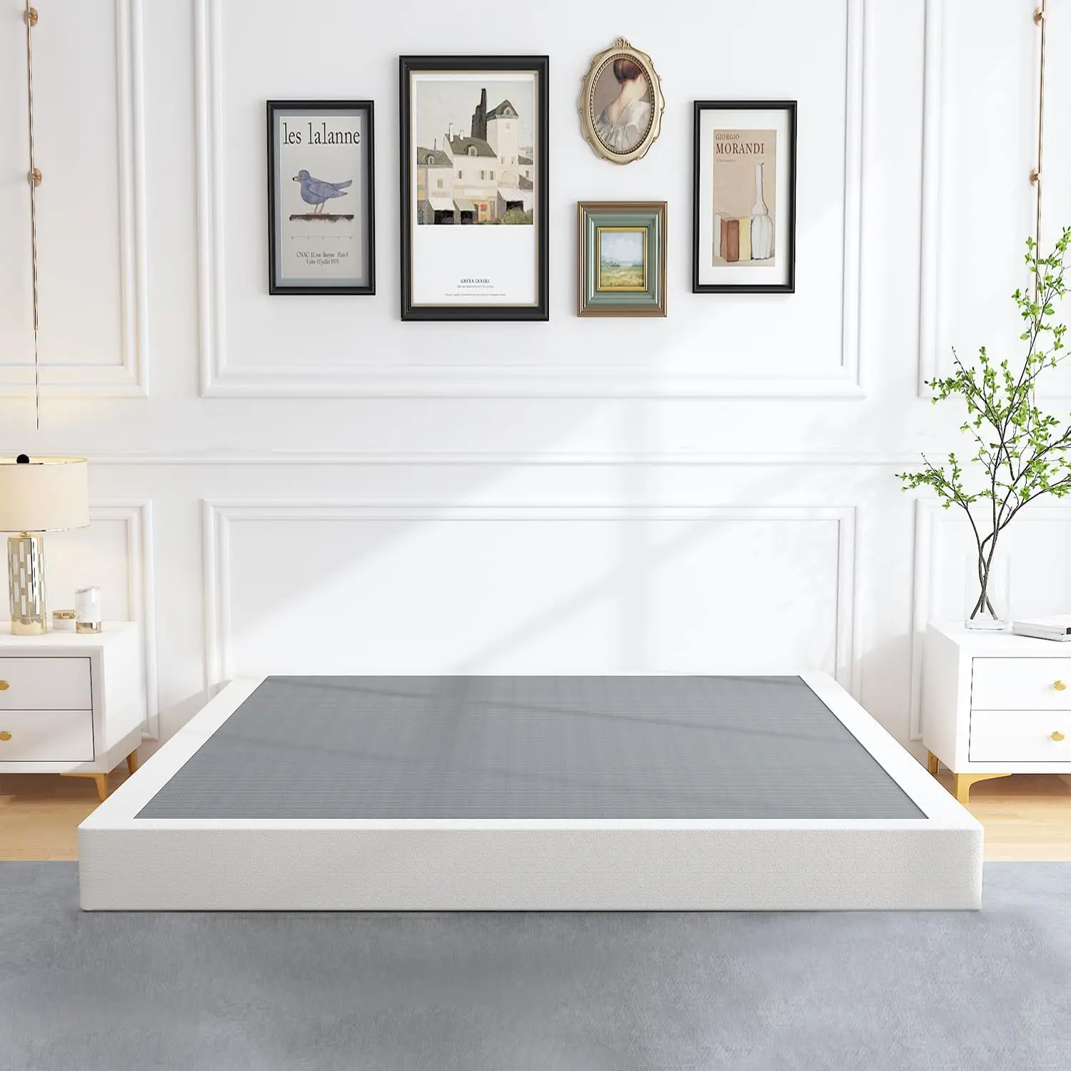5 Inch California  Box Spring Bed Base, 3000 lbs Heavy Duty Metal Frame Mattress Foundation with Cover, Easy Assembly