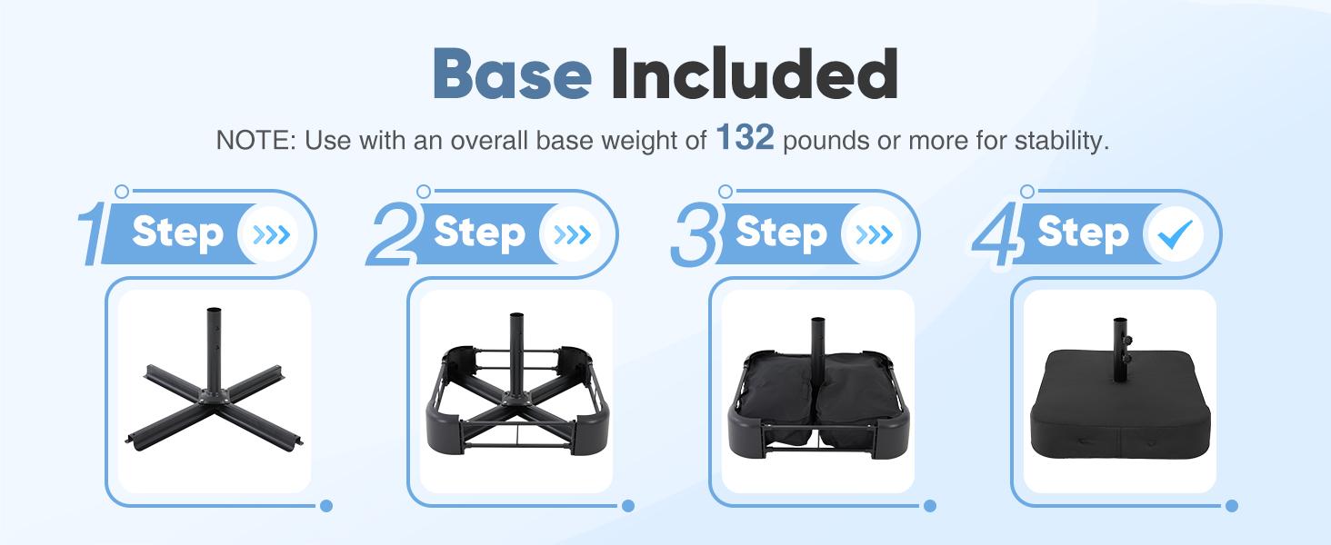 15ft Large Patio Umbrella with Base Included, Rectangle Table Umbrella Outdoor Patio, Outside Umbrellas for Deck, Market, Backyard