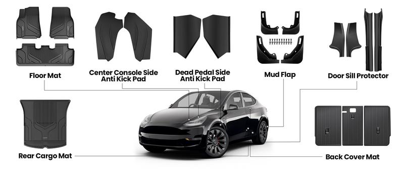 LASFIT Floor Mats Fit for Tesla Model 3 & Model Y,TPE Material ,All Weather,Perfect Custom Fit Car Interior Accessories