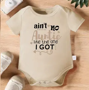 1pc Baby Crawling Suit - White Onesie with "Ain't No Auntie Like the One I Got" Print - Soft Cotton Outfit for Newborns & Toddlers 0-3 Years - Auntie Love Gift - Machine Washable Infant Wear