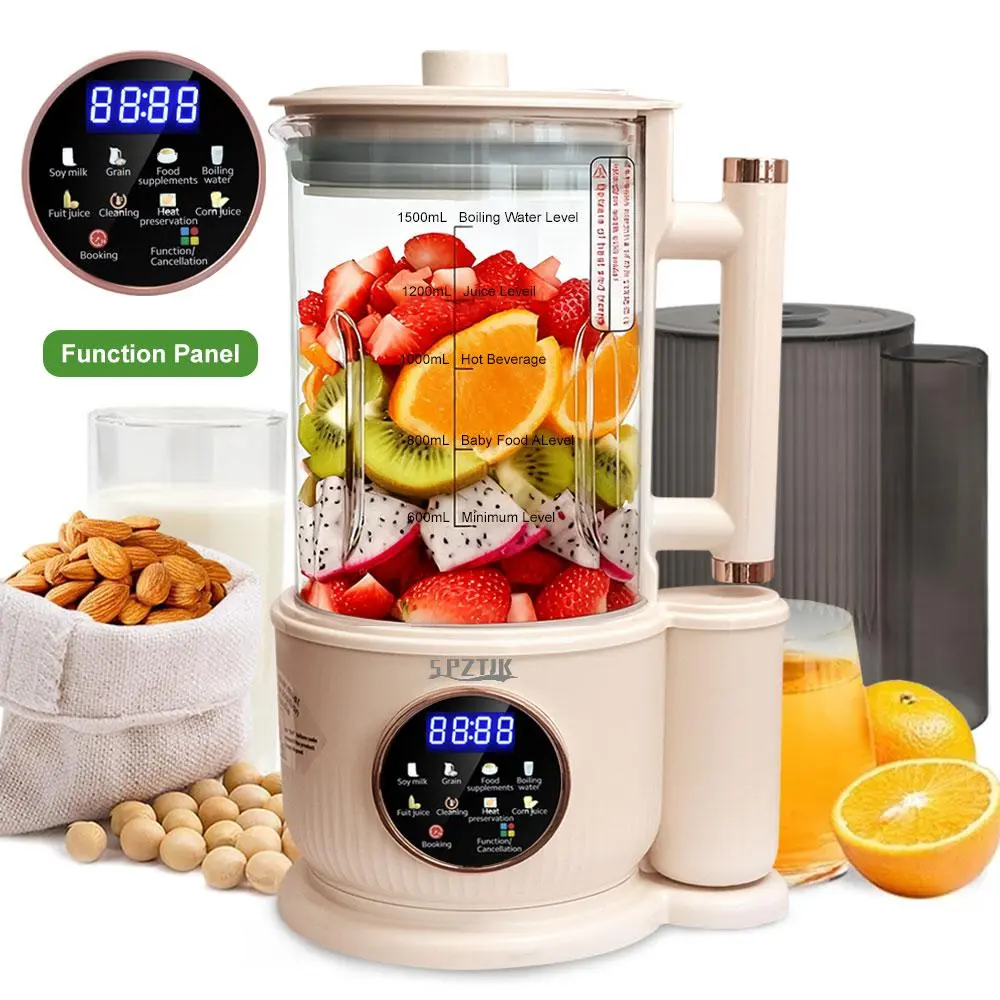 SPZTJK Nut milk maker, 10-in-1 self-made automatic plant, Soy, Almond, Oat, Coconut Milk, etc., multi-functional / 12-hour timer/automatic cleaning/room temperature/heat preservation/boiling/room temperature   Thick glass, no noise cover.