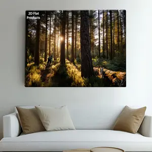 2D Flat 1pc 2D Flat Poster| Paintings Decorative Signs & Plaques featuring a Mountain Biker Riding Through Trees in an English Forest| Ideal Wall Art for Living Room, Office, and Entryway, Art, Retro and Americana Style	