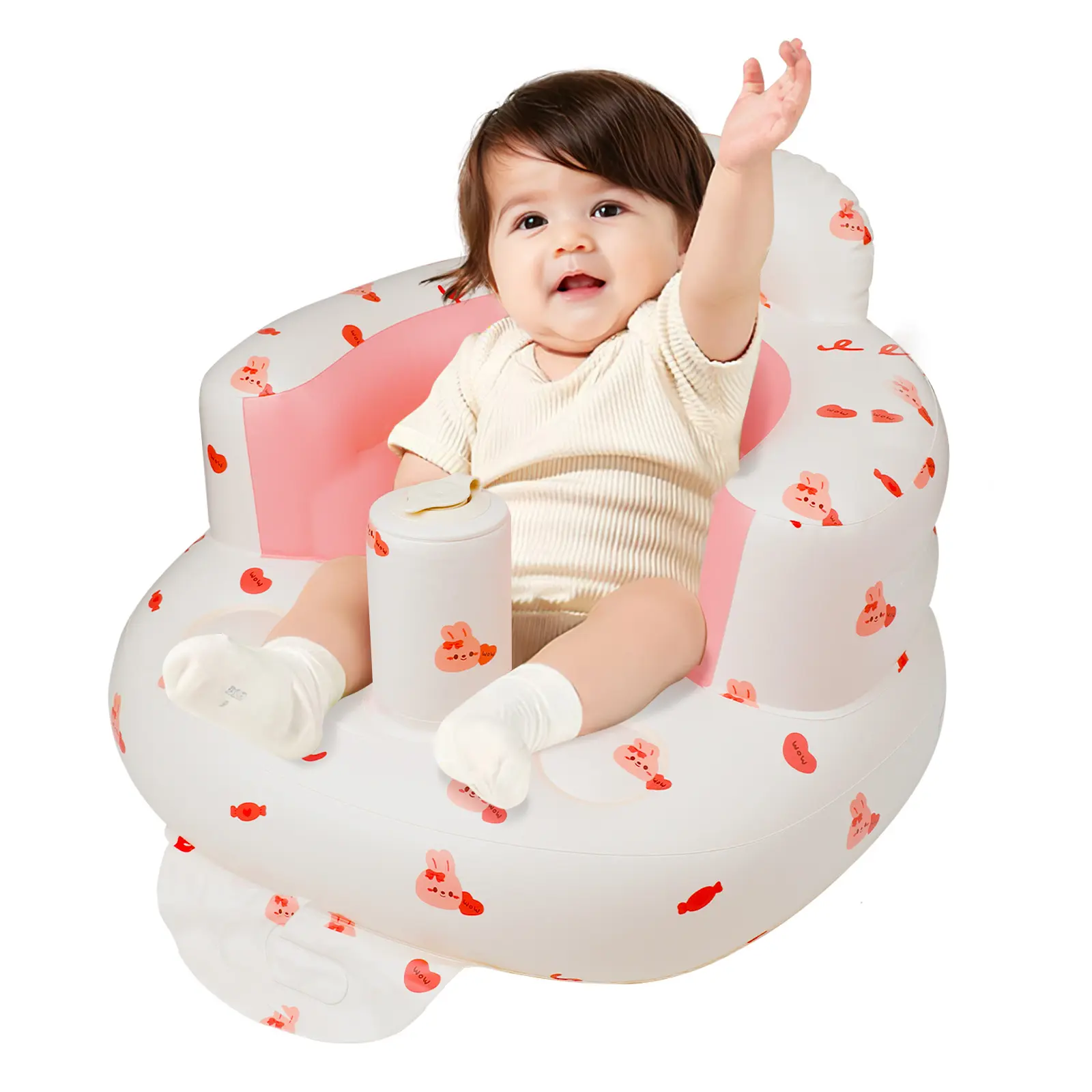 Inflatable Baby Seat with Built-in Air Pump and Toddler Floor Seat (No Wheels)- Ages 3-36 Months, Baby Floor Seater Gifts, Thanksgiving, Christmas, New Year Gift, Back to School