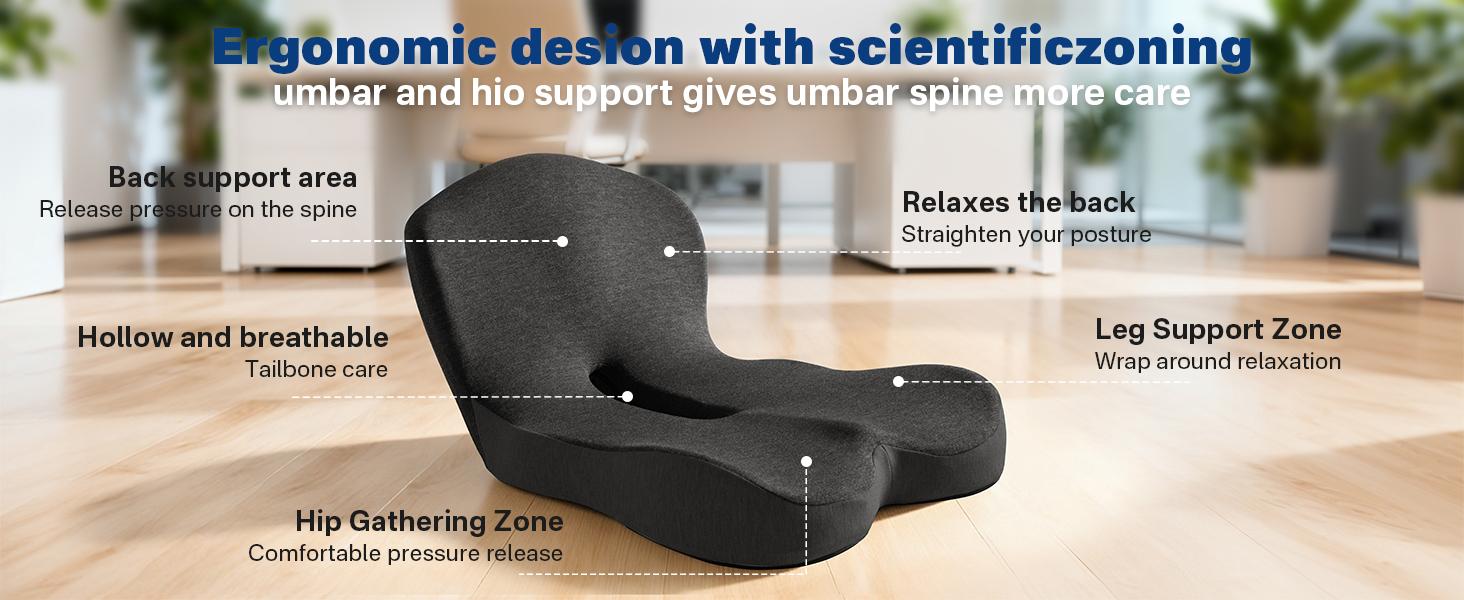 Sonoro kate home Ergonomic Memory Foam Seat Cushion with Lumbar Support for Office Chair Buttocks Cushion Tailbone Lower Back Pain Relief L Shaped Coccyx Seat Pad for Home Office Car Gaming Chair Long Sitting Comfort Upgrade Sonoro kate home Ergonomic Memory Foam Seat Cushion with Lumbar Support for Office Chair Buttocks Cushion Tailbone Lower Back Pain Relief L Shaped Coccyx Seat Pad for Home Office Car Gaming Chair Long Sitting Comfort Upgrade