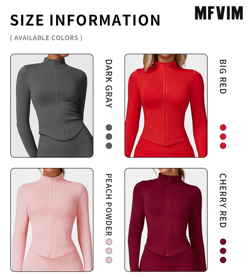 MFVIM Women's Short-Sleeved Sports Jacket with Zipper Hood, Running Sports Jacket, Slim-Fit Long-Sleeved Yoga Top Quick Dry Breathable Fabric Athletic Techwear Athleisure Style