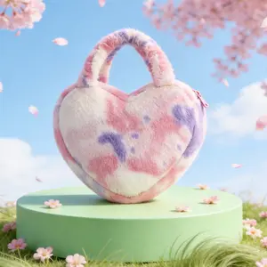 Gloveleya Spring Heart Handbag for Kids, Soft Plush Easter Gift Bag for Girls, Perfect Easter Basket Alternative & Birthday Surprise for Toddlers, Fashion Preschool Travel & Egg Hunt Accessory