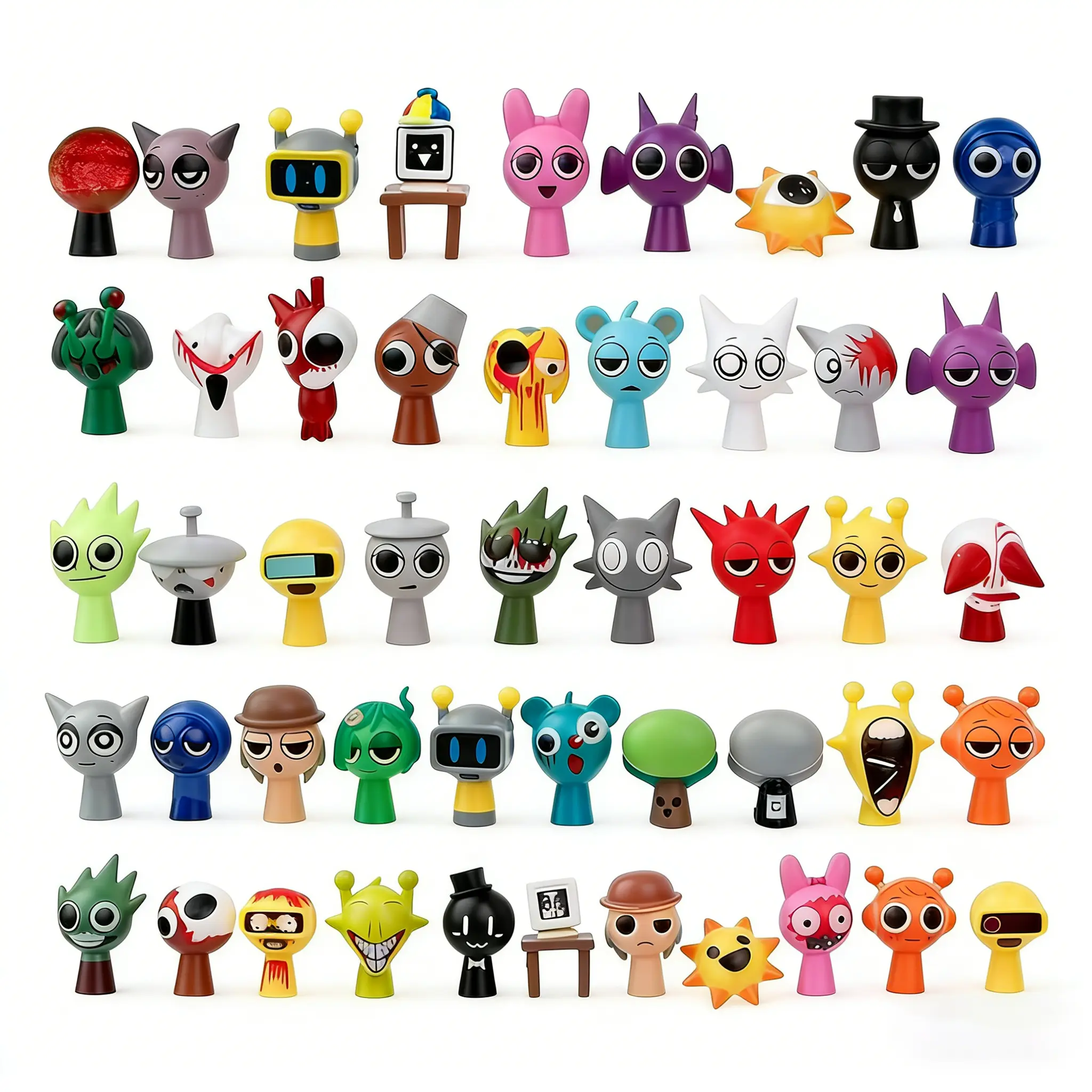 Sprunki 48-Piece Plastic Transformation Figure Set - Phase 1 & Phase 3 Music Game Character Figurines, Unisex Desk/Car Decor for Collectors, Collectible Game Figures, Figurines Collectibles