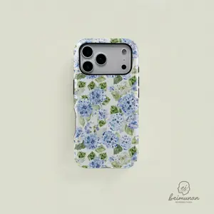 Blue Hydrangea Girly Aesthetic Summer Spring Flowers Fashion Cute 2 in 1 Phone Case with Durable, Shock Absorbing and Stylish Design. Compatible with Iphone 12, 13, 14, 15 16 17 Pro Max and Pro Plus Series A creative Compatible with Samsung Galaxy S25 S26
