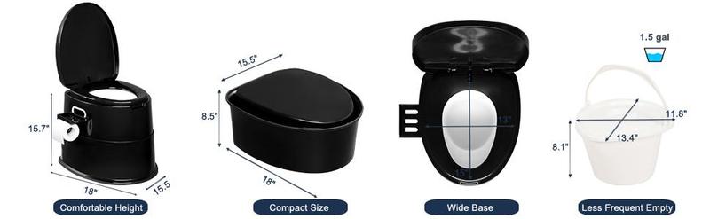 VINGLI Portable Toilet | Indoor Outdoor Commode w/Detachable Inner Bucket & Removable Paper Holder, Lightweight & Compact for Camping, Boat, Van, Emergency Use VINGLI Portable Toilet | Indoor Outdoor Commode w/Detachable Inner Bucket & Removable Paper Holder, Lightweight & Compact for Camping, Boat, Van, Emergency Use