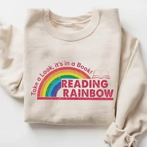Reading Rainbow Sweatshirt, Rainbow School Crewneck, Bookworm Sweatshirt, Librarian Sweatshirt, Teacher Appreciation, Book Lover Gift