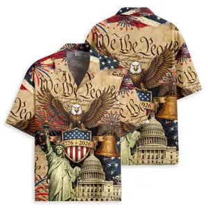 USA 250th Anniversary Hawaiian Shirt, America 250 Button Polo Shirt, Patriotic Eagle, Statue Of Liberty, 250 Years Of Freedom and Faith Gift