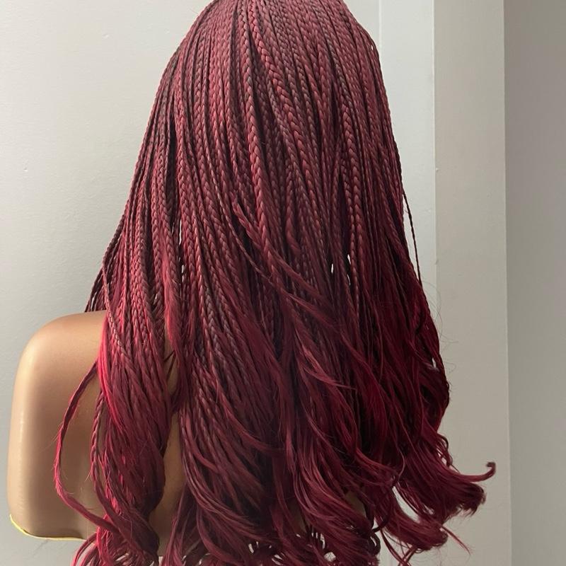 13x6 Frontal Knotless Braided Wig 18 inches- Red