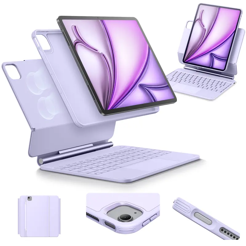 ESR iPad Air 11/13 inch 2025/2024 Case with Keyboard, iPad Pro 11/13 inch 2025/2024 Keyboard Case with Easy-Set Magnetic Stand, Portrait/Raised Modes for iPad Pro 11/12.9/Air 5th/4th Generation Keyboard, with Removable Protective Case