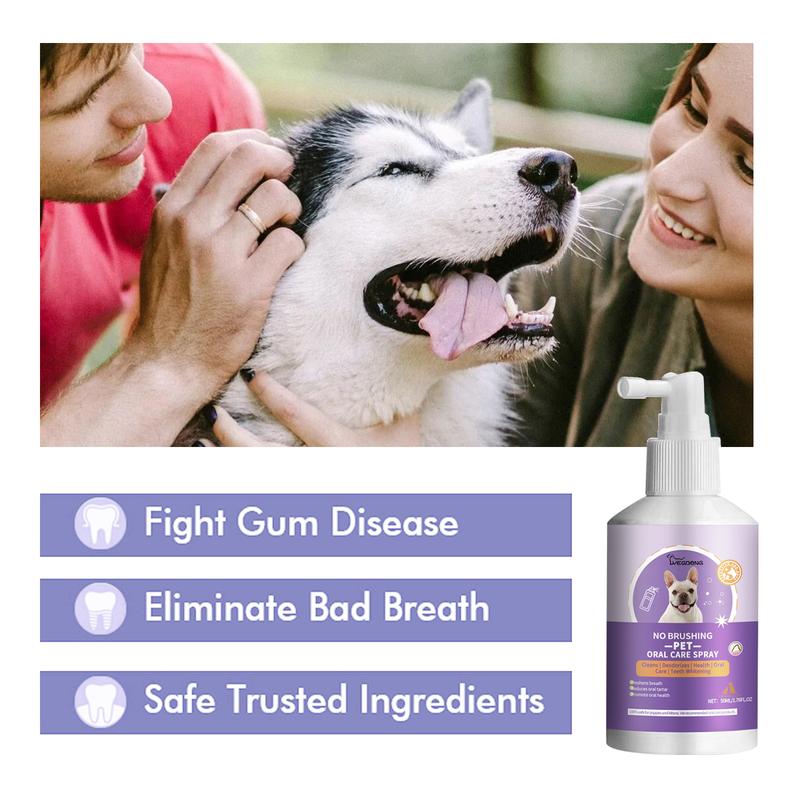 Upgraded PET Dog Dental Care Spray, Vet-Recommended Breath Freshener & Teeth Cleaning Spray, Eliminate Bad Breath, Relieve Gum Redness & Infections, Reduce Plaque & Tartar, No Brushing 50ML