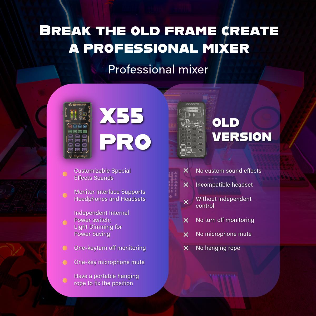 Portable X55 Pro voice changer kit, multifunctional voice changer set, multifunctional mini sound card, comes with 8 voice change modes and fun sound effects, perfect for gaming, dubbing, a must-have for content creators, vias payment custom Portable X55 Pro voice changer kit, multifunctional voice changer set, multifunctional mini sound card, comes with 8 voice change modes and fun sound effects, perfect for gaming, dubbing, a must-have for content creators, vias payment custom