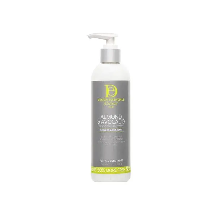 Design Essentials Almond & Avocado Leave-In Conditioner, Lightweight Hair Moisturizer for Curly Hair, Detangling & Frizz Control Haircare, Adds Shine, 12 oz, Smooth, Liquid