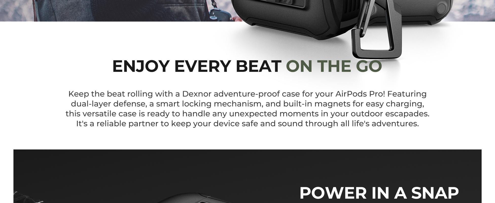 Dexnor Magnetic Case for AirPods Pro 2nd/1st Generation (2023/2022/2019), Compatible with MagSafe, Drop-Proof Lock Full-Body Shockproof Hard Protective Cover Rugged Bumper Cases with Carabiner Protection Handy