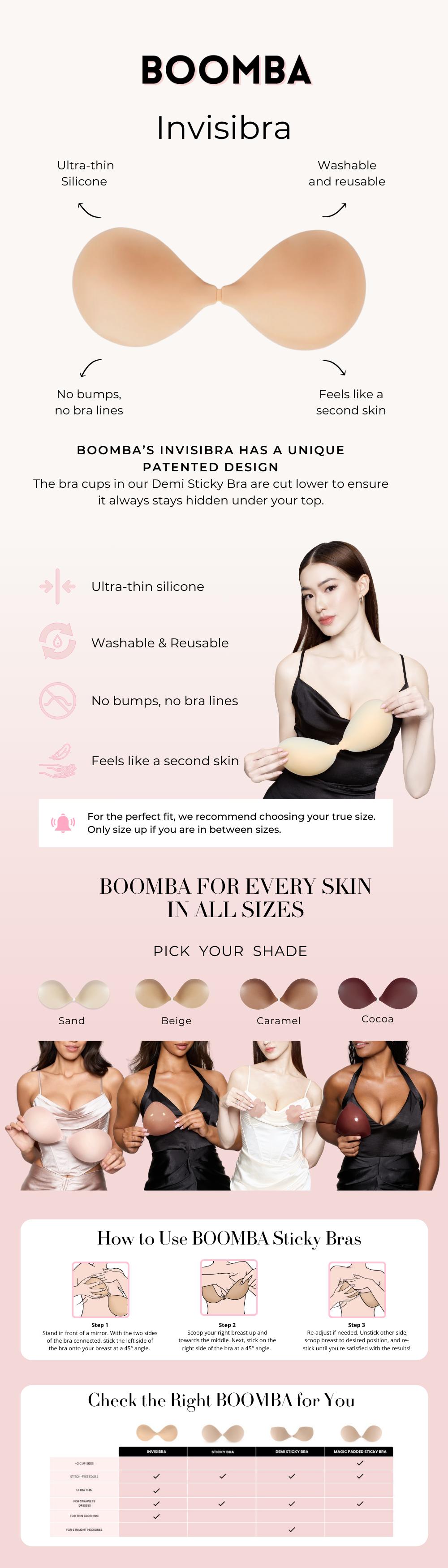 BOOMBA Invisibra - Patented Sticky Fashion Bra Inserts