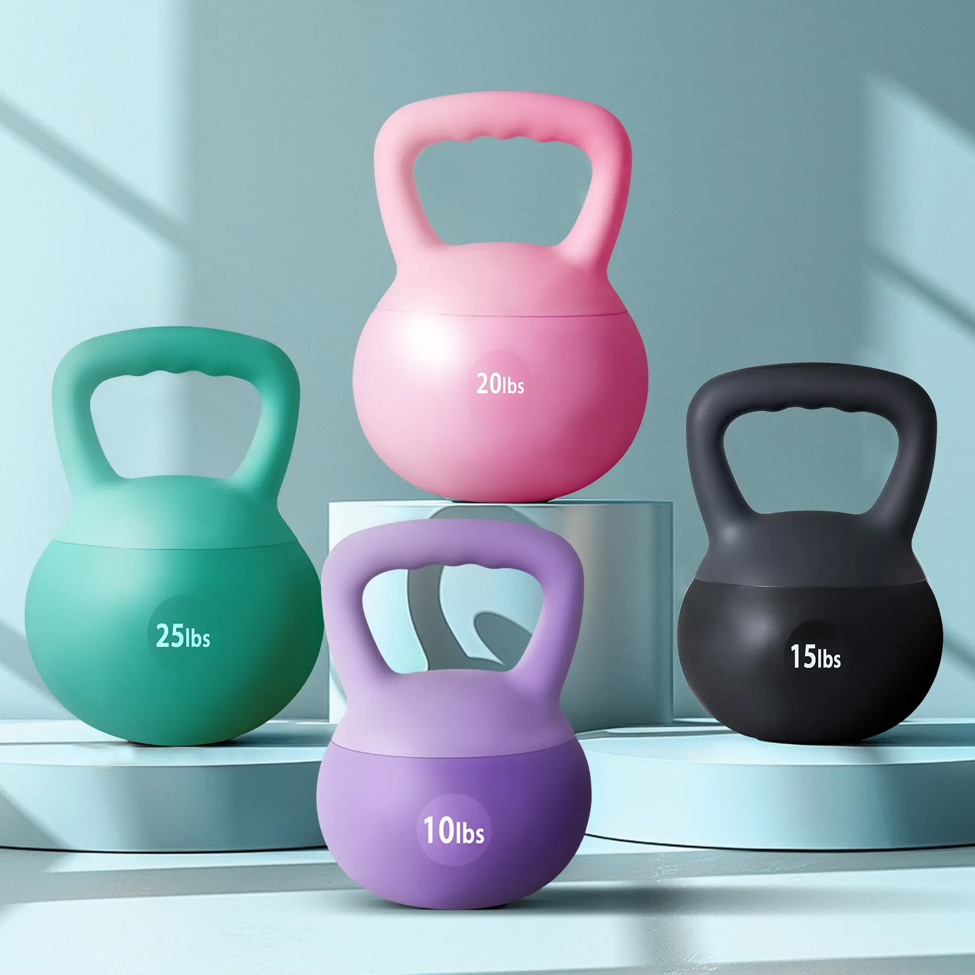 SogesHome Soft Kettlebell Weights – Iron Sand Filled 15/25/30 LBS, Shock-Proof PVC Kettlebell with Wide Non-Slip Handle for Home Gym Strength Training & Fitness, Dumbbell Alternative for Men & Women