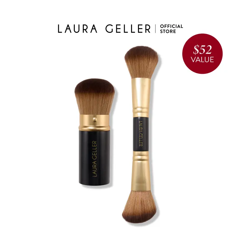 Laura Geller Face it All 2PC Brush Set - Retractable Airbrush Kabuki & Dual-Ended Blush Bronzer for Perfect Finish Laura Geller Face it All 2PC Brush Set - Retractable Airbrush Kabuki & Dual-Ended Blush Bronzer for Perfect Finish