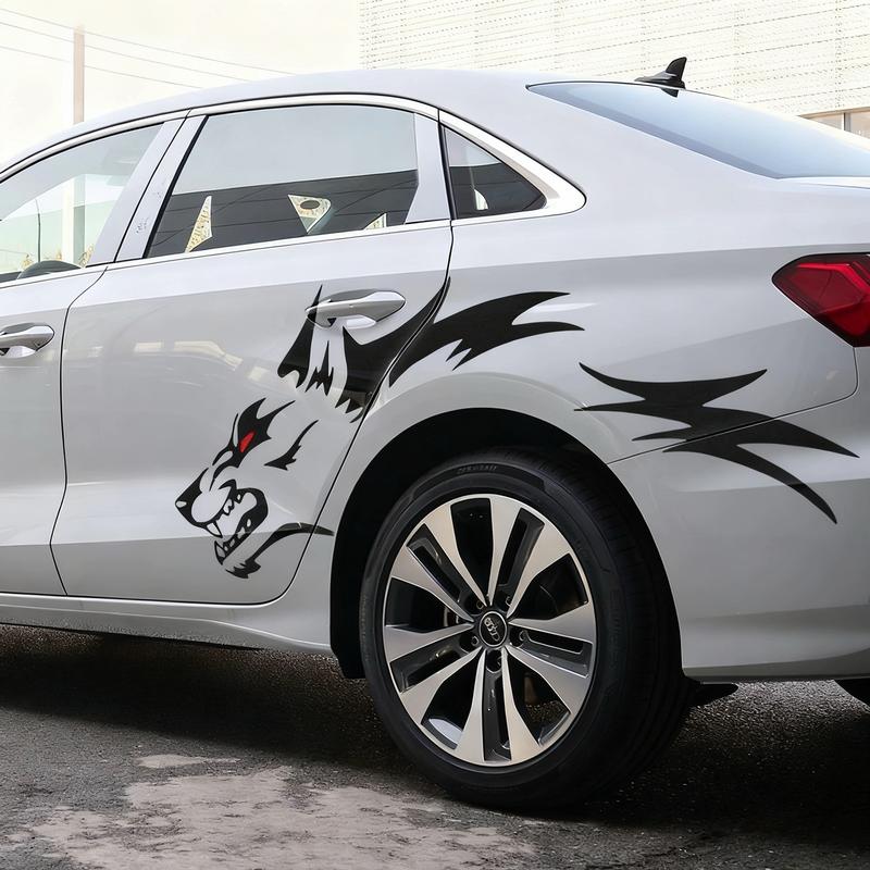 RAVOONY 2Pcs Wolf Car Sticker Decal for Car Body Side Stickers Auto Red-Eyed Wolf Totem Automotive Vinyl Truck Decal Bold Fierce Design Waterproof Universal Application Vehicle Exterior Decoration