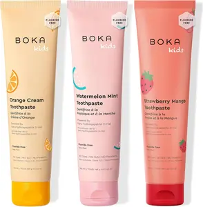 Boka Fluoride Free Toothpaste Nano Hydroxyapatite Toothpaste - Orange Cream, Watermelon Mint, Strawberry Mango Flavor, 4 oz 3Pk US Manufactured