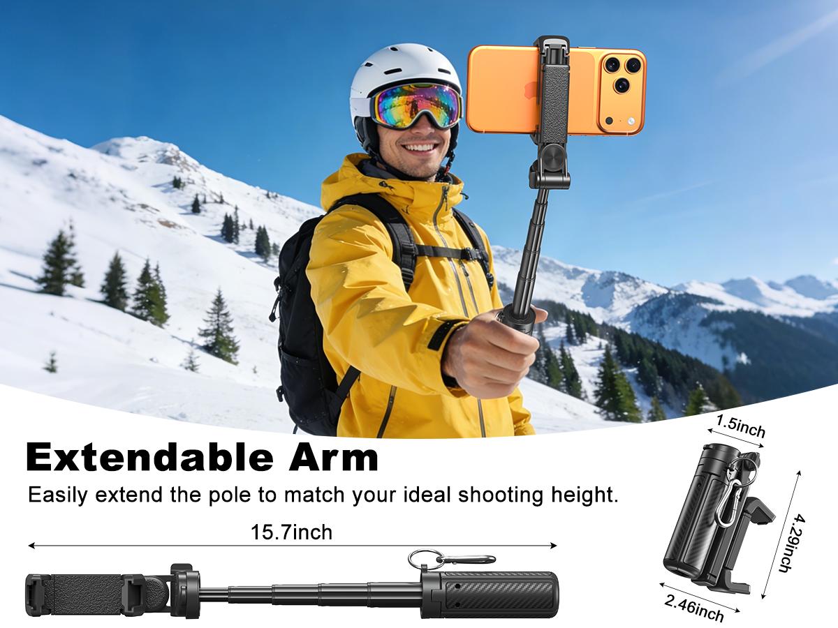 2026 Mini Size 4-in-1 Multifunctional Selfie Stick – 360°Rotation, Compact & Stylish, with Wireless Bluetooth Control, Phone Holder for Selfies/Video Recording/Vlogging, Compatible with Most Phone Models ,Maxinum Extend to 15.75 inches