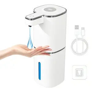Touchless Foaming Soap Dispenser Hands Free Sensor Pump USB C Rechargeable 14oz 400ml IPX5 Waterproof Wall Mount Countertop for Bathroom Kitchen Accessories