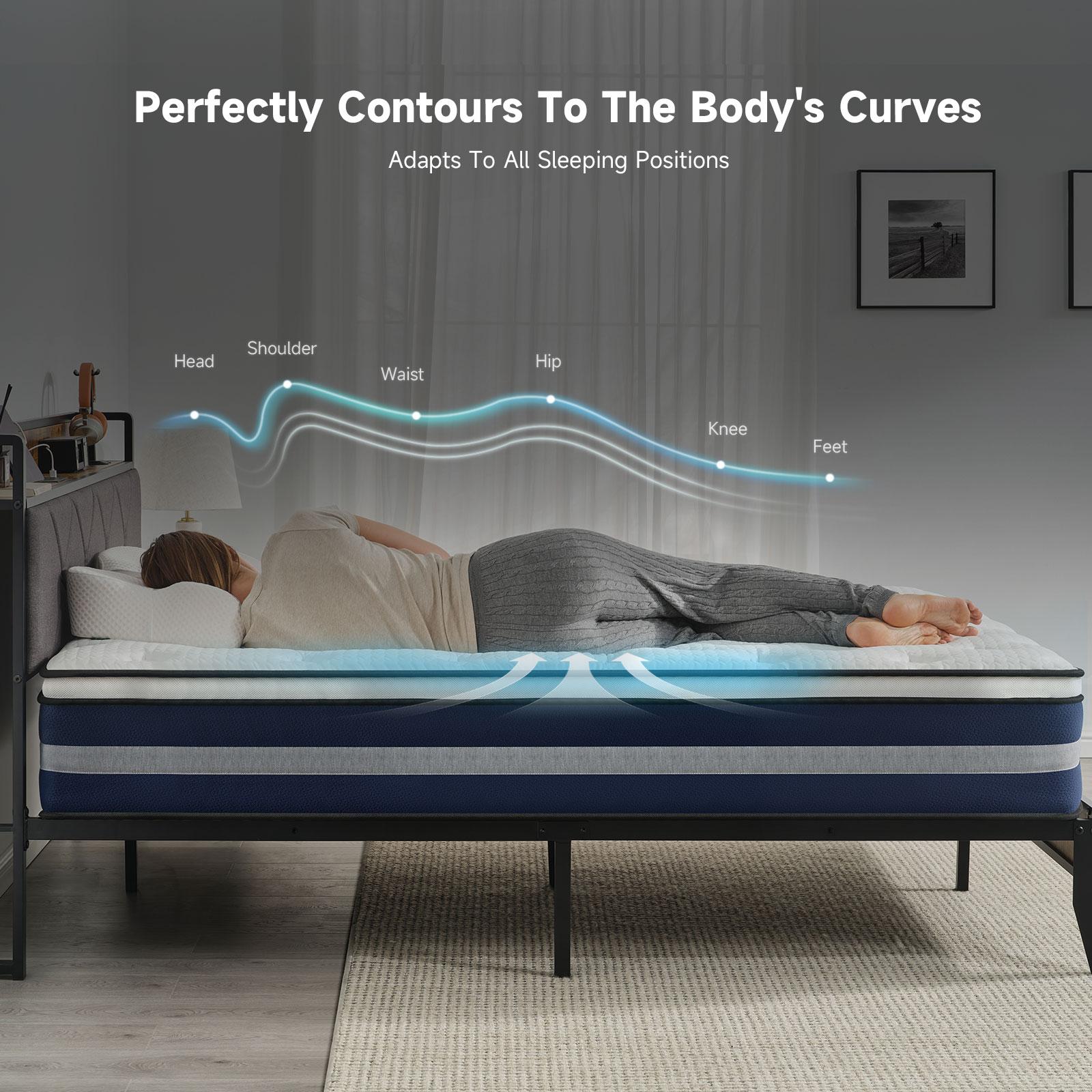 VIZIM Twin & Full & Queen Hybrid Mattress 10&12inch with Pocket Springs & Memory Foam for Cooling Comfort Pressure Relief Easy Setup Long Lasting Quality