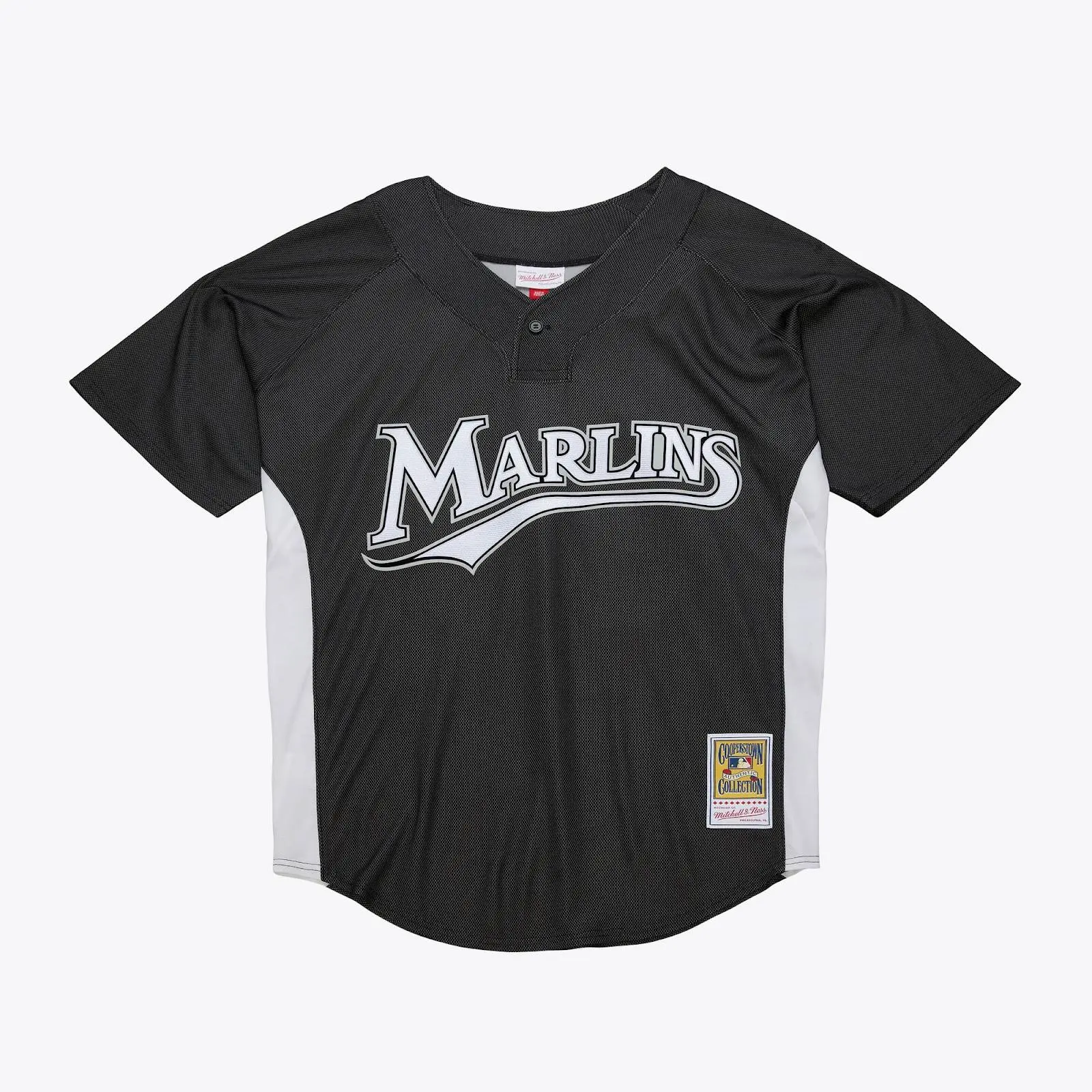 Mitchell & Ness Dontrelle Willis Florida Marlins Baseball Jersey, 2007 Black Authentic Batting Practice Short Sleeve Top with Marlins Graphic