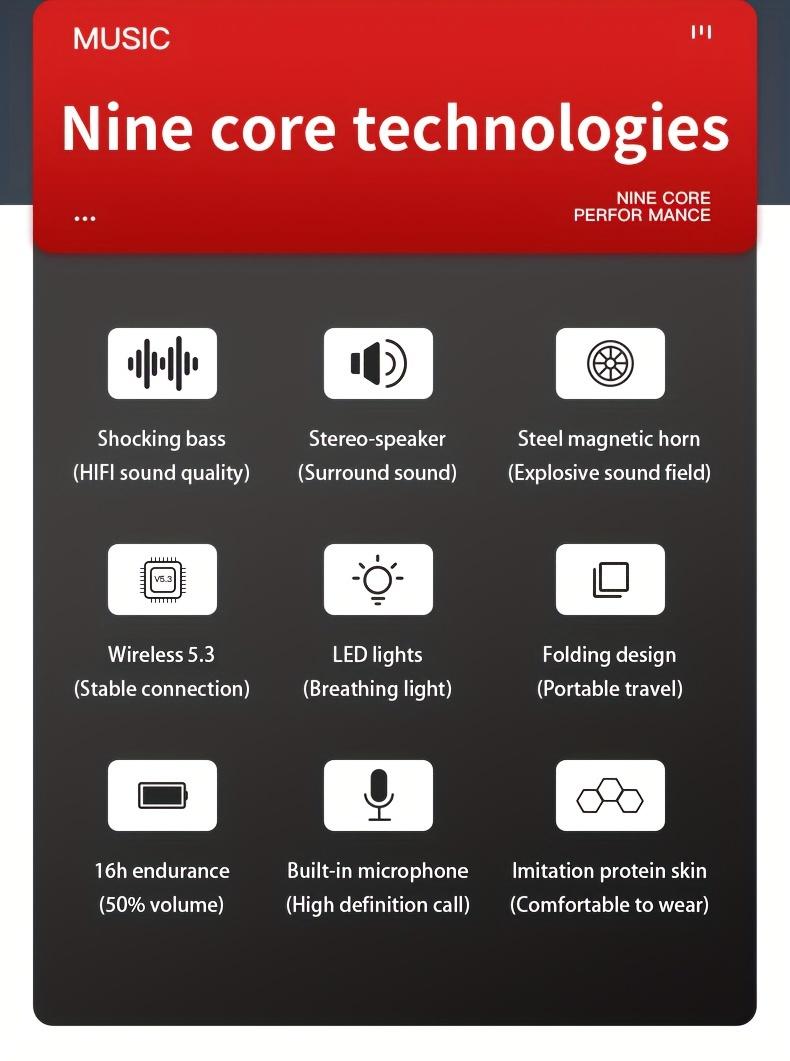 YANUAIA Bluetooth of headphones RGB Wireless Headsets With LED Lights,HiFi Bass Headsets,Mobile And Portable Outdoor Sports Headsets,Wireless Transmission,Multi-Function Headsets Support FM Radio,TF Card Playback,USB Flash Drive Reading, Gifts