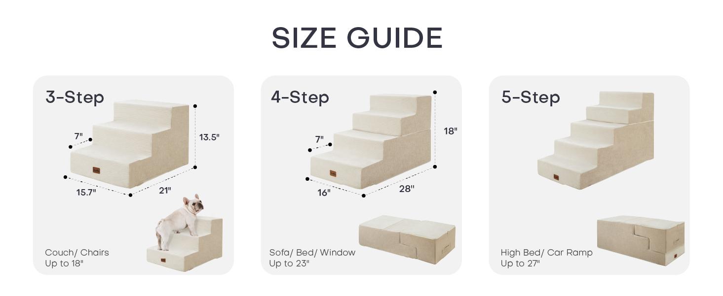 MADE 4 PETS Extra Wide Dog Stairs for High Bed Couch Sofa 35D Foam Pet Steps Non-Slip Bottom 4-Step for Small Dogs and Cats Up to 40lbs Home Use
