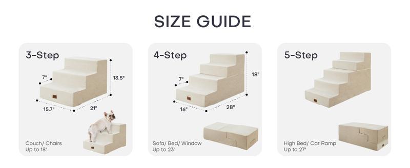 MADE 4 PETS Extra Wide Dog Stairs for High Bed Couch Sofa 35D Foam Pet Steps Non-Slip Bottom 4-Step for Small Dogs and Cats Up to 40lbs Home Use