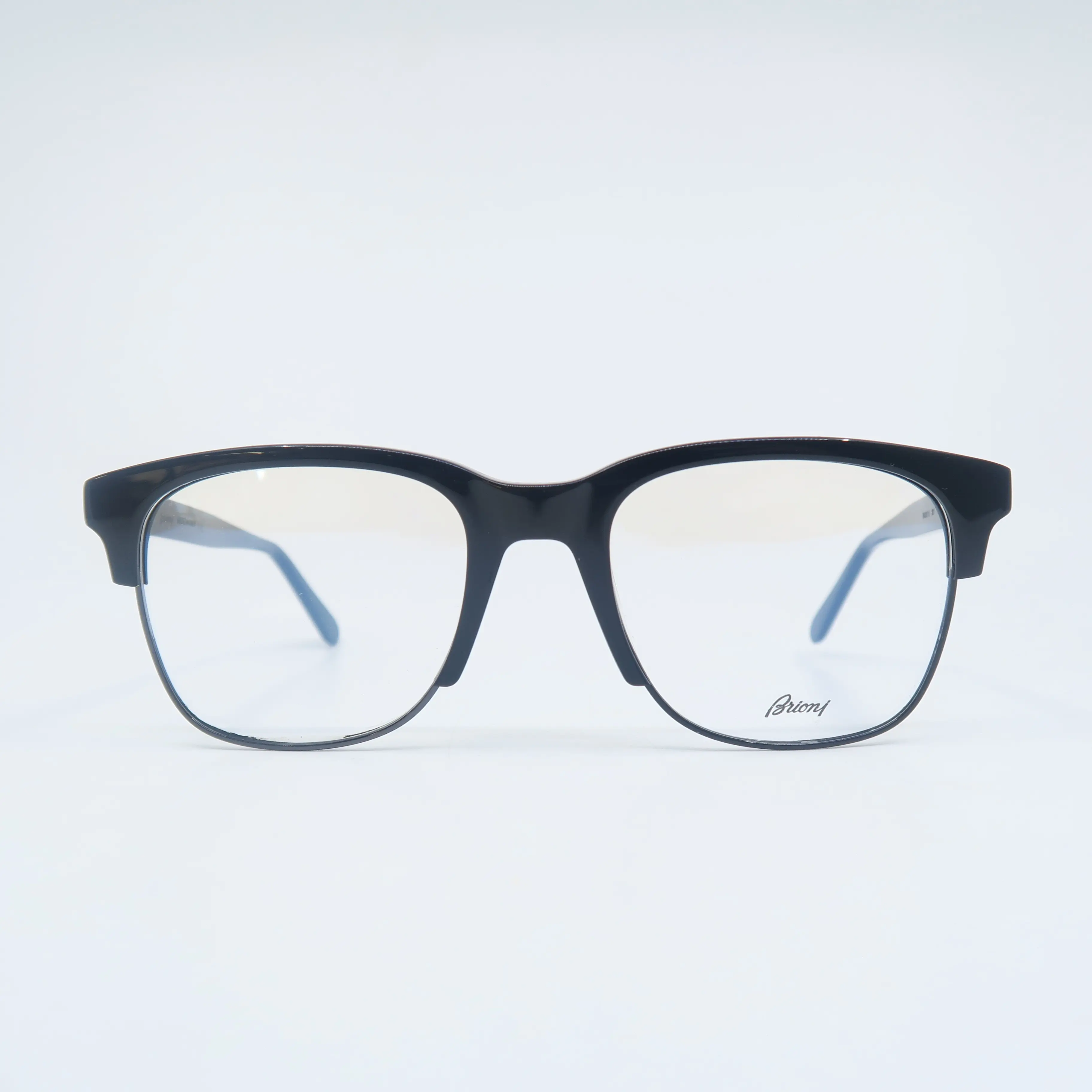 Brioni Male BR 0051O Minimalist Square Acetate-Gunmetal Full-Rim Eyeglasses Frames, 52mm, Lightweight, Brioni Engraved, Eye-Friendly, Casual Fashionable Eyewear for Daily Wear & Driving