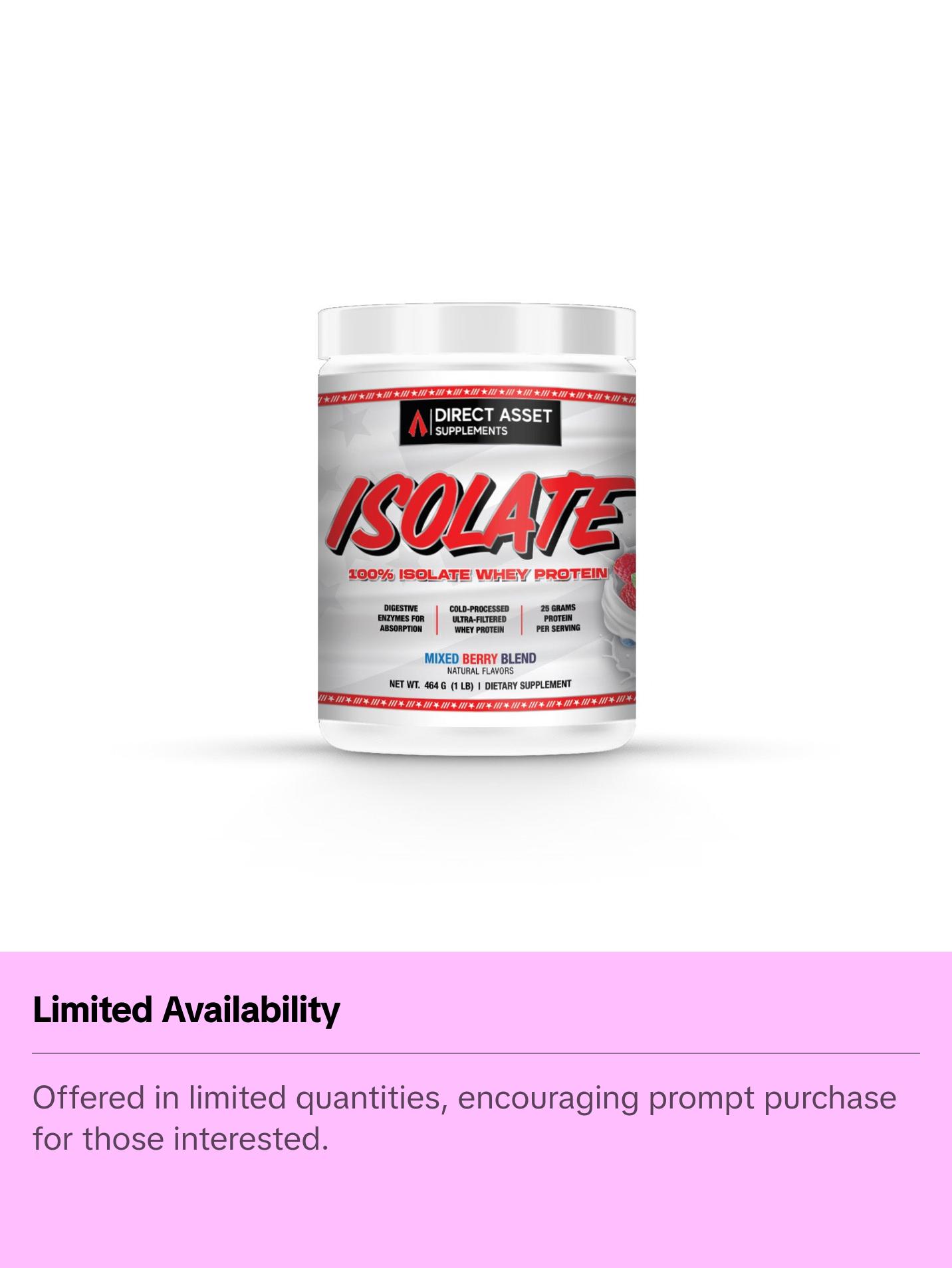 Direct Asset Whey Isolate Mixed Berry Protein 200g - Mixed Berry Blend for Dietary Supplementation, Ideal for Fitness and Health