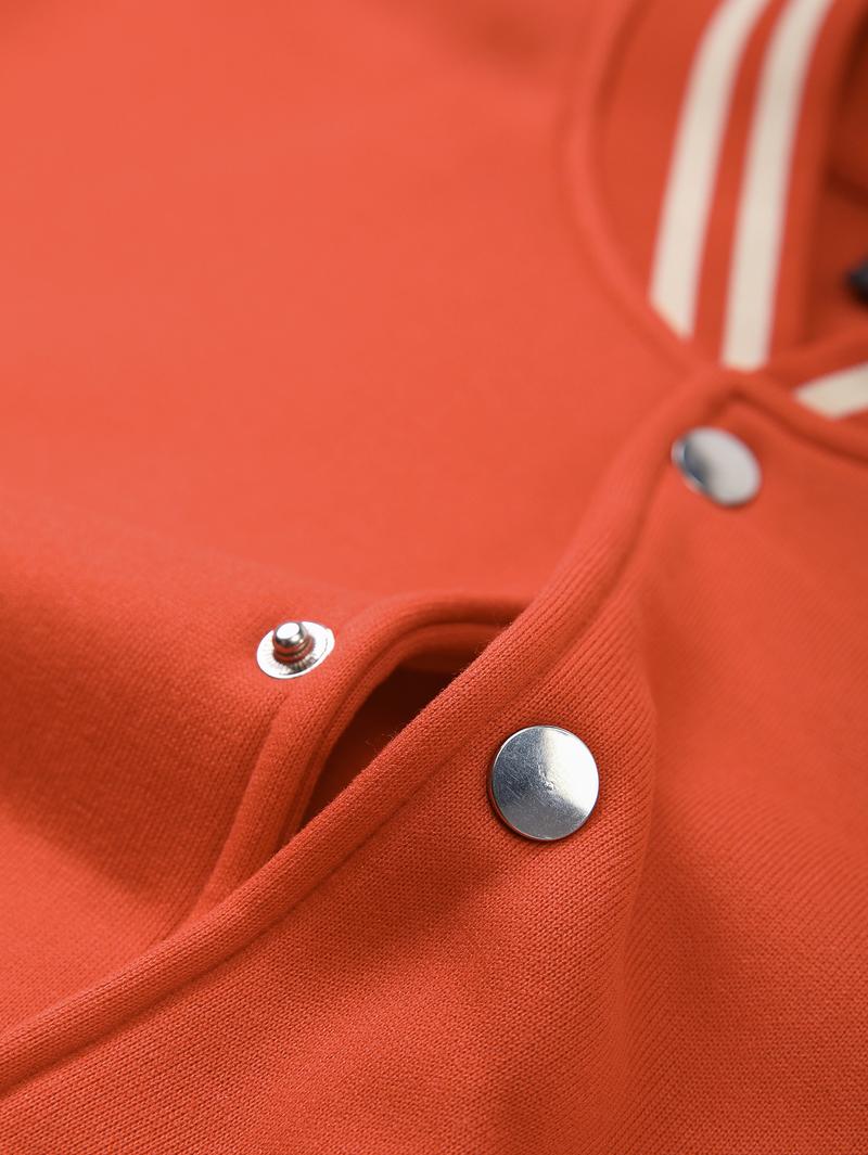 Men's Baseball Jacket Polyester Durable Wind-Resistant Orange & Apricot Colorblock Money, BOY, Rabbit, "$" Graphic Varsity Coat Y2K Vintage Retro Classic Old-School Casual Sports SWAG Streetwear Light Fleece-Lined Winter Jacket Trendy Gift for Boyfriend