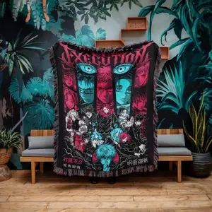 Anime Inspired Woven Blanket, Manga Style Throw, Japanese Animation Tapestry, Cozy Anime Home Decor Gift Woven Blanket