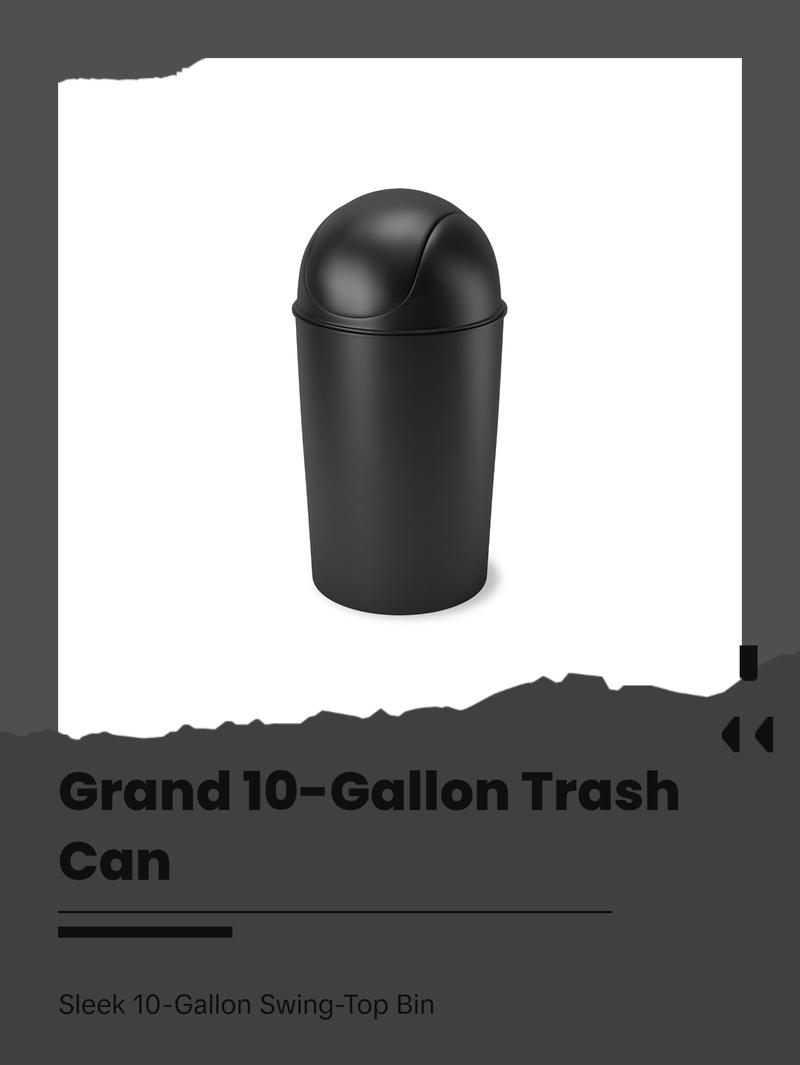 Umbra Grand Trash Can, 10-Gallon Swing-Top Kitchen Trash Bin with Lid, Durable for Home & Office - 1 Pack Bin Box