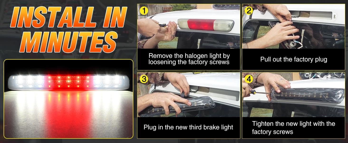 Nilight Third Brake Light Tail High Mount 3rd Stop Cargo Reverse LED Lights Smoked Lens Compatible with Chevy Colorado and GMC Canyon 2004 2005 2006 2007 2008 2009 2010 2011 2012 Pickup Truck