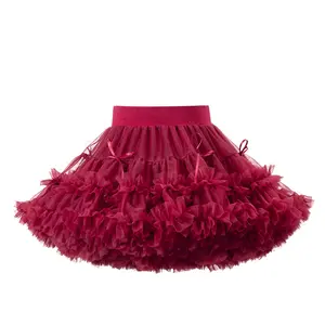 Lingfeng Clothing New Bow Tutu Skirt Children's Puffy Skirt Girls' Half Skirt First Birthday Cake Mesh Skirt Trendy