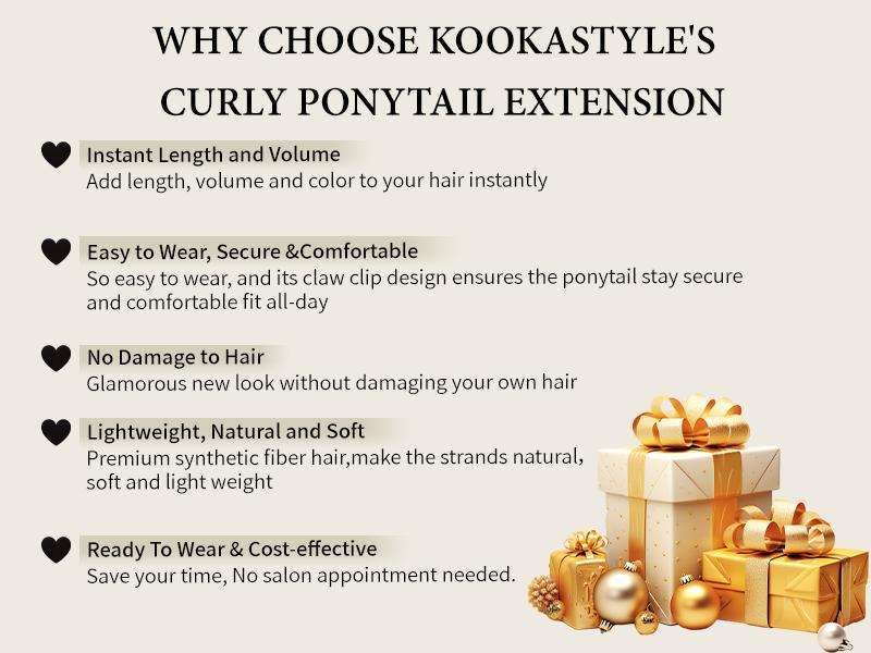 Kookastyle ponytail extension 18inch Claw Clip in Ponytail Extension Short Curly Wavy Ponytail Hair Extension Jaw Clip on Pony Tails Hairpiece for Women Kookastyle ponytail extension 18inch Claw Clip in Ponytail Extension Short Curly Wavy Ponytail Hair Extension Jaw Clip on Pony Tails Hairpiece for Women