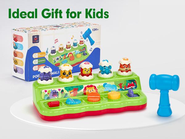 Hahaland Pop Up toy with Music and Light - 5 Surprise Animals & 3 Play Modes, Educational Montessori Toy for Toddlers 1-3 Year Old, Easter Basket Stuffers & Birthday Gifts for Kids