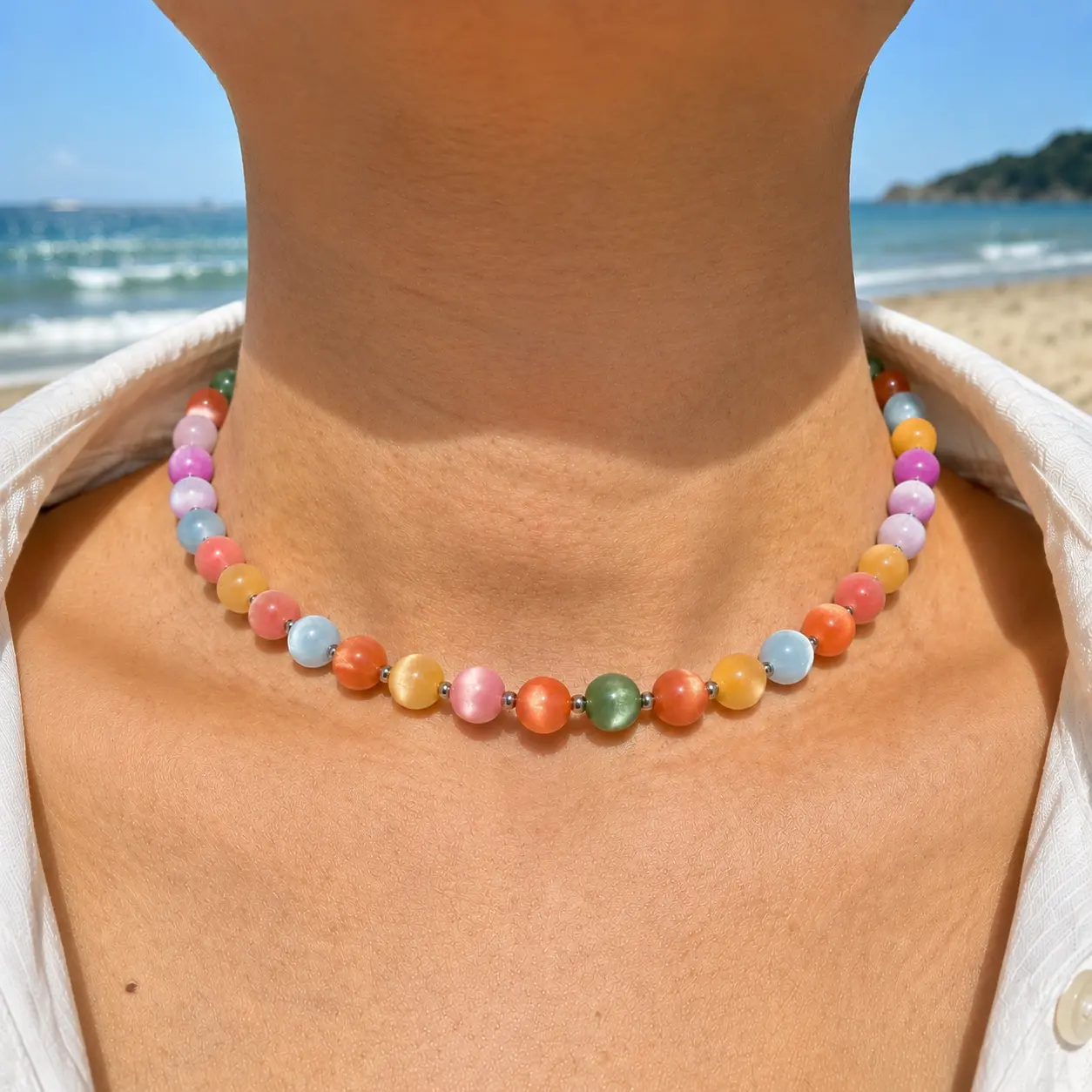 UV Reactive Beaded Necklaces for Women, Playful and Interactive Color Changing Rainbow Jewelry for a Custom Jewelry Stack, Statement Necklaces, Unisex, Rainbow Hues, Casual, Alternative Fashion Necklaces
